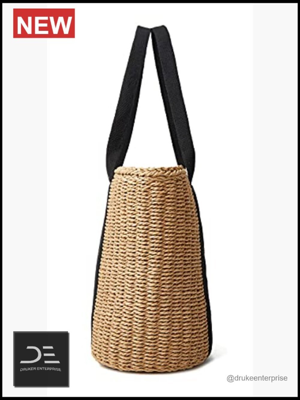 Straw Woven Hobo Beach Tote Bag with Lining - Handmade Summer Purse - Picture 6 of 7